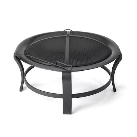 Homeroots Black Steel Round Wood Burning Fire Pit 416240